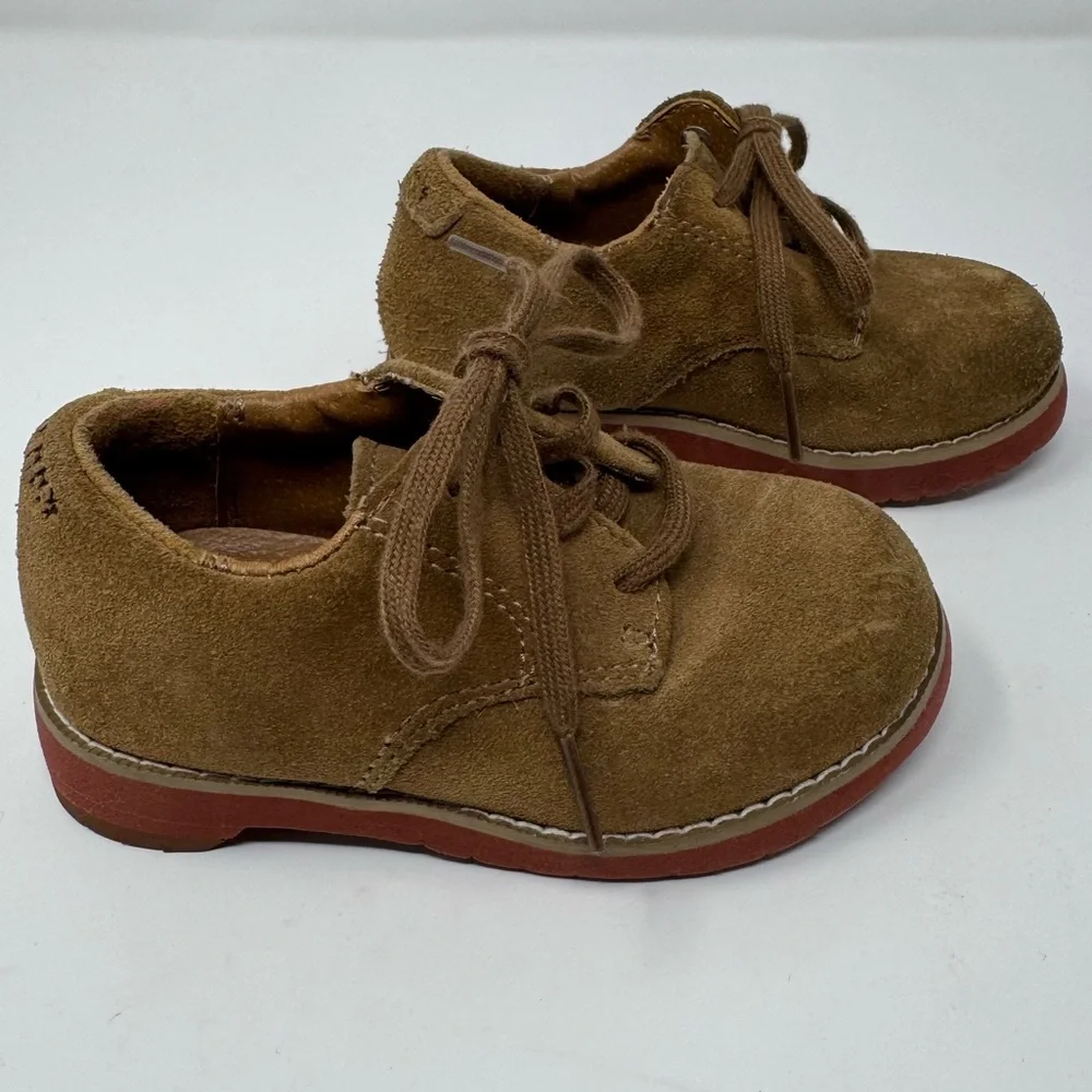 Sperry Top Sider Tevin Suede Shoes Tie Up Dress‎ Shoe, Khaki, toddler size 6.5W